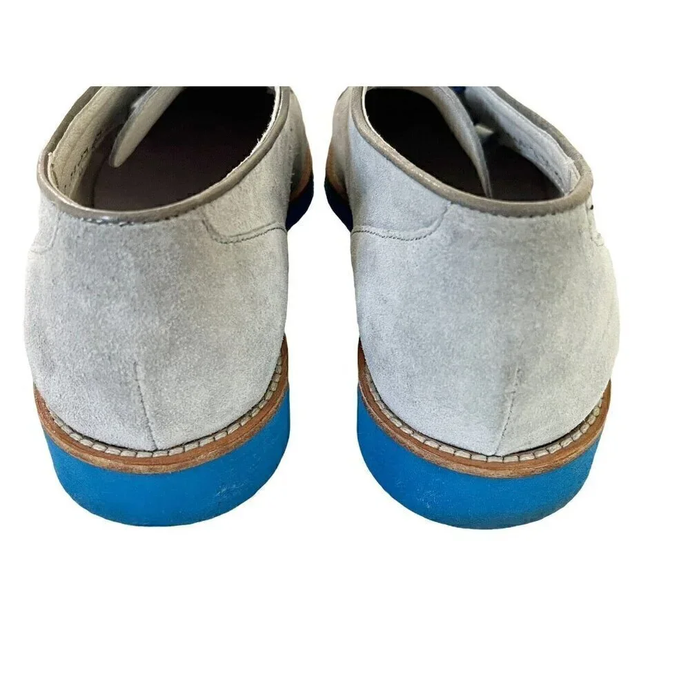 Frau Men’s 39 US Sz 6  Gray Suede Derby Lace Up Shoes Blue Eco Soles and Laces